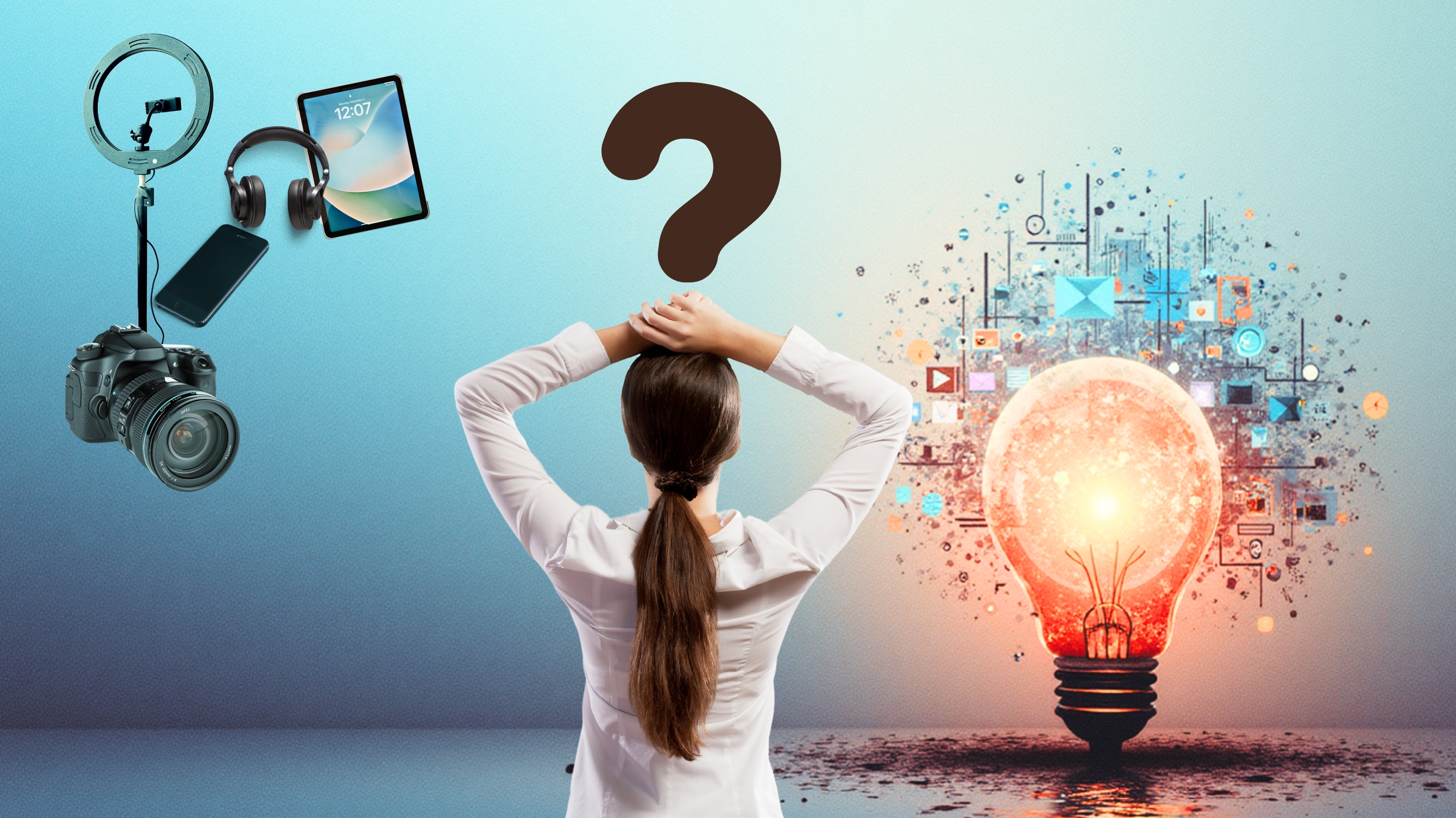 A woman wondering how to create enganging content for her business marketing